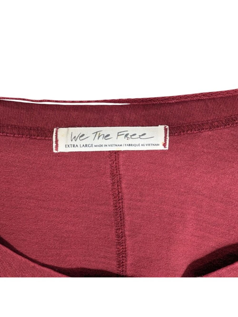 We The Free Womens Scoop Neck Long Sleeve Swing Top Maroon XL NWOT Cotton - Picture 4 of 13